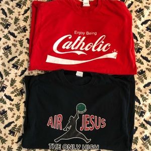 Two Medium Catholic T-Shirts